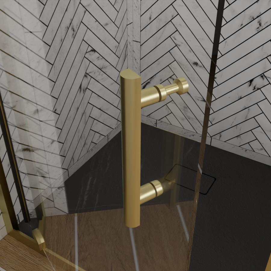 Paroi d'angle 90 x 90 cm GOLDY porte pivotante